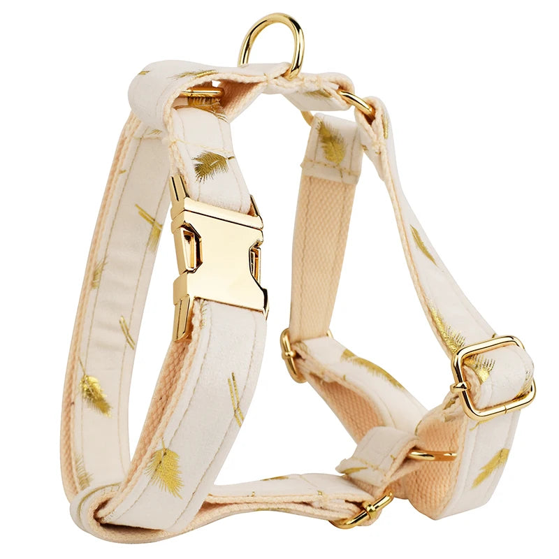 Custom Engraved Velvet Dog Collar & Leash Set