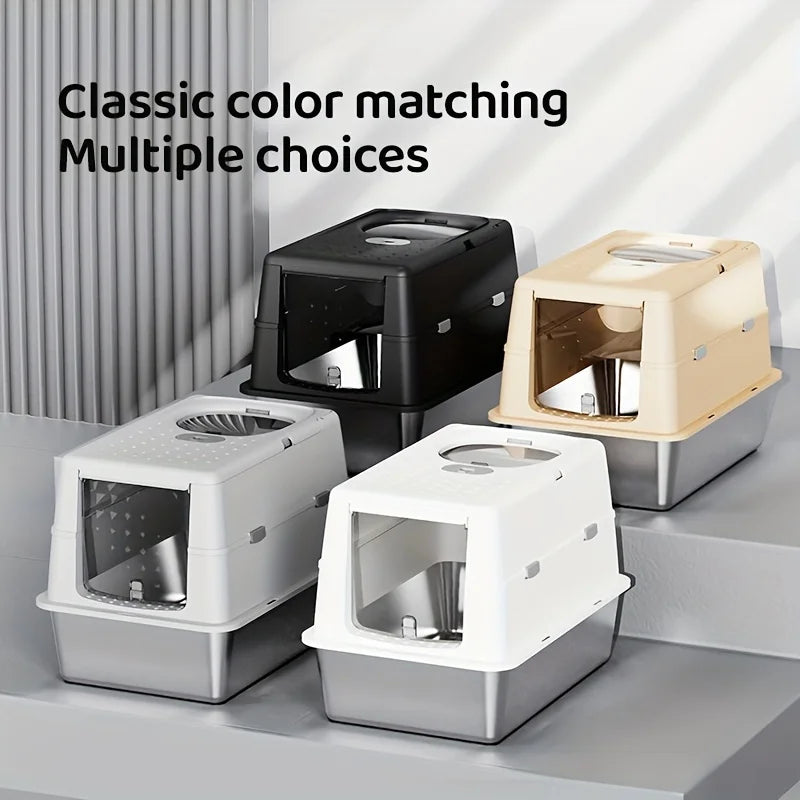 Stainless Steel Covered Cat Litter Box