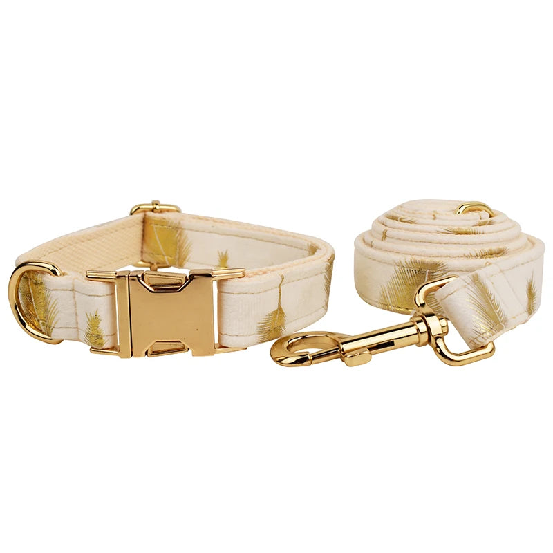 Custom Engraved Velvet Dog Collar & Leash Set