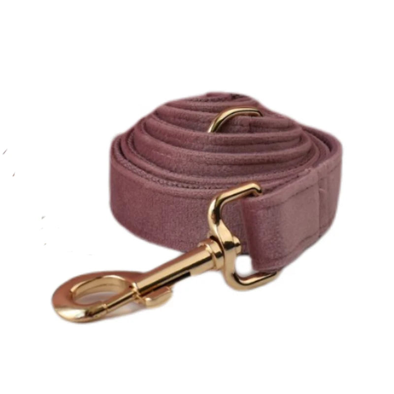 Light Purple Custom Engraved Velvet Dog Collar & Leash Set