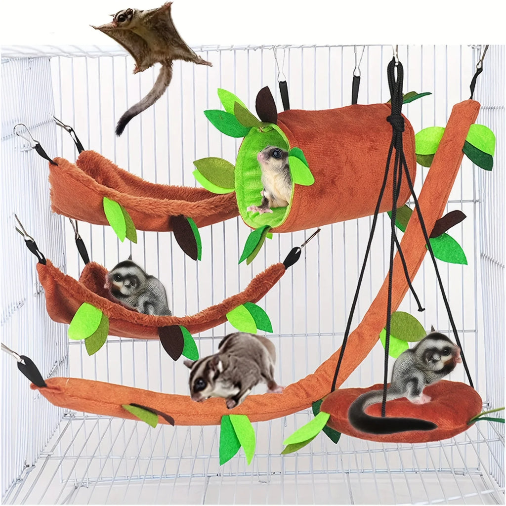 Plush Hamster Hammock & Nest Set (5pcs)