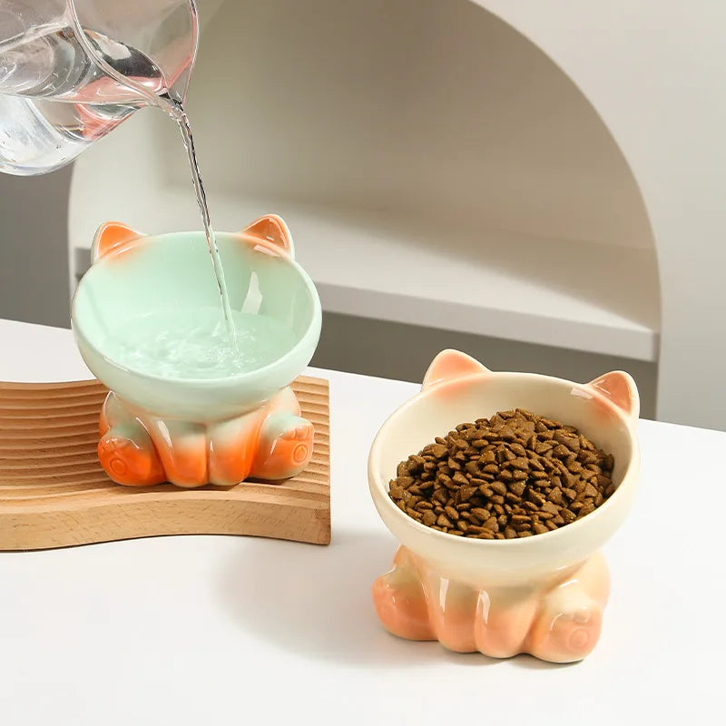 Gradient Ceramic Cat Bowl