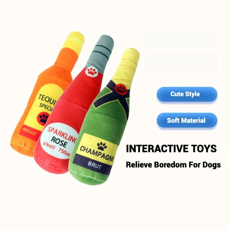 Squeaky Wine Bottle Dog Toy