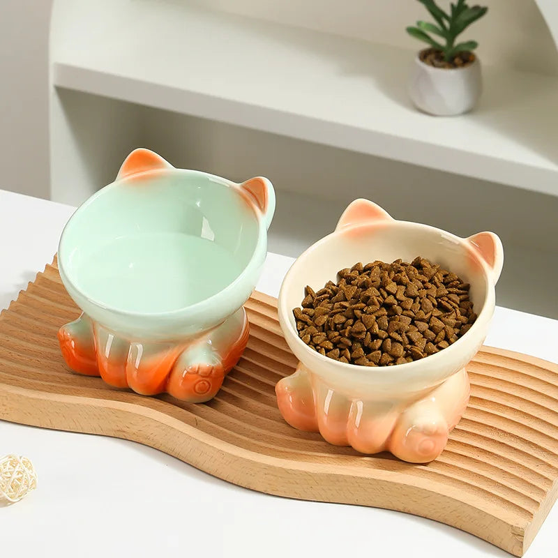Gradient Ceramic Cat Bowl
