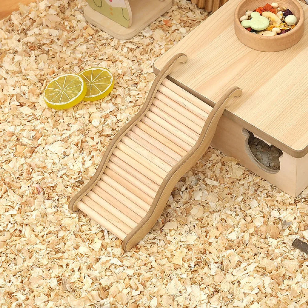 Wooden Wave Staircase & Slide for Small Pets