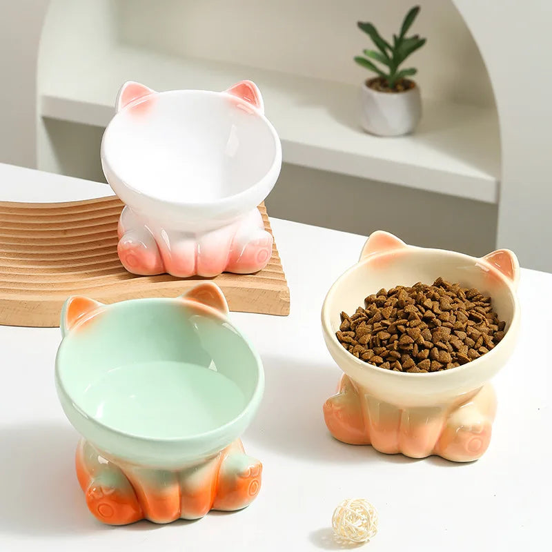 Gradient Ceramic Cat Bowl