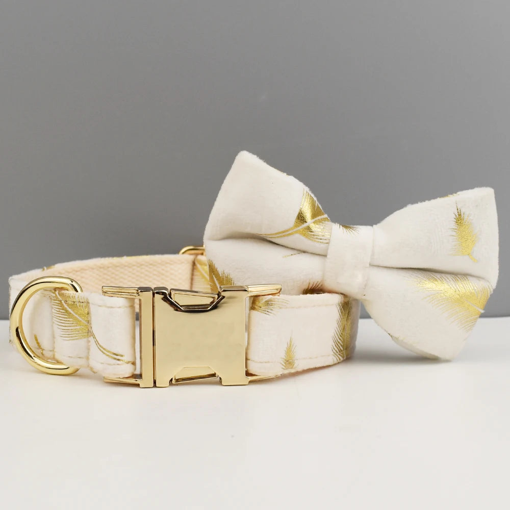 Custom Engraved Velvet Dog Collar & Leash Set