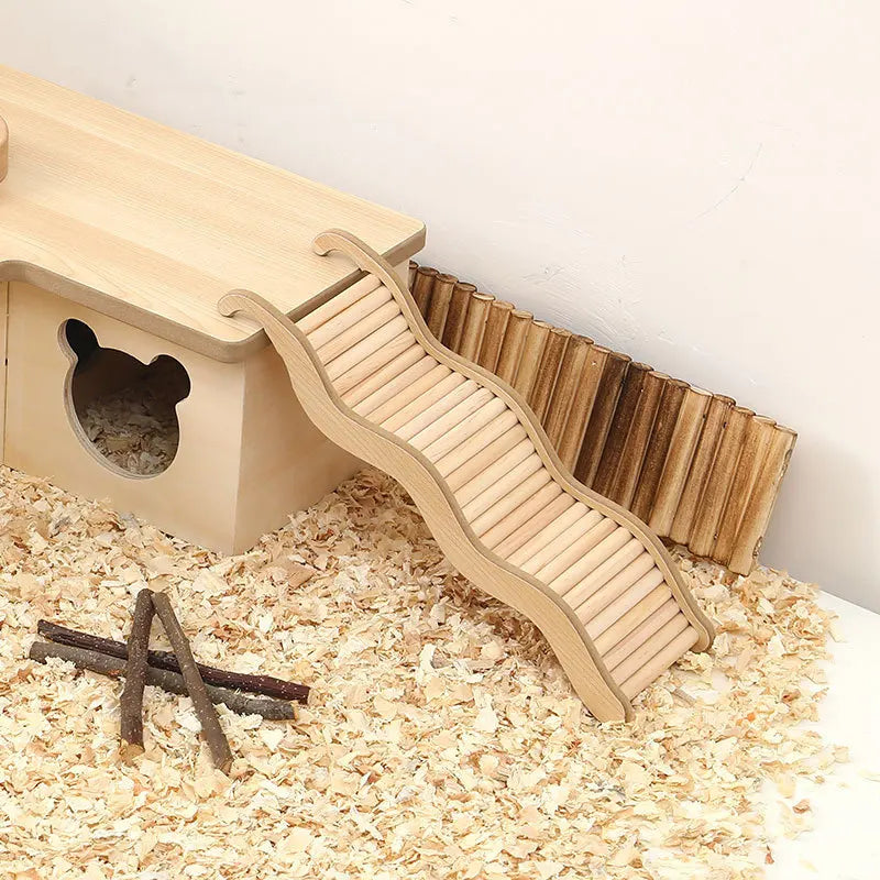 Wooden Wave Staircase & Slide for Small Pets