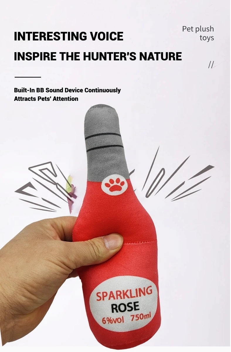 Squeaky Wine Bottle Dog Toy