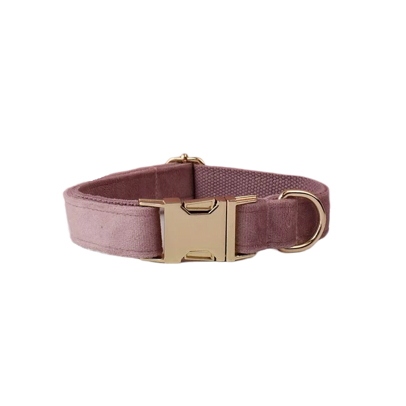 Light Purple Custom Engraved Velvet Dog Collar & Leash Set