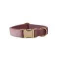 Light Purple Custom Engraved Velvet Dog Collar & Leash Set