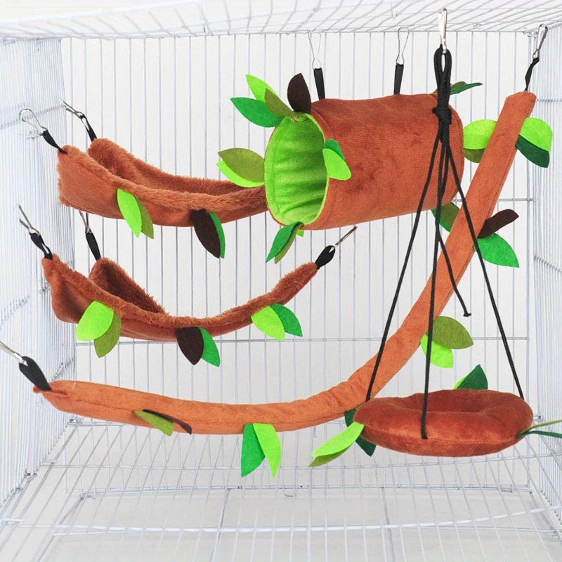 Plush Hamster Hammock & Nest Set (5pcs)