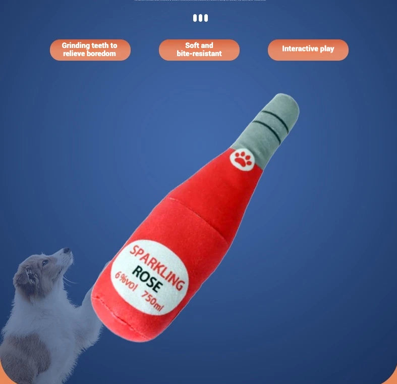 Squeaky Wine Bottle Dog Toy