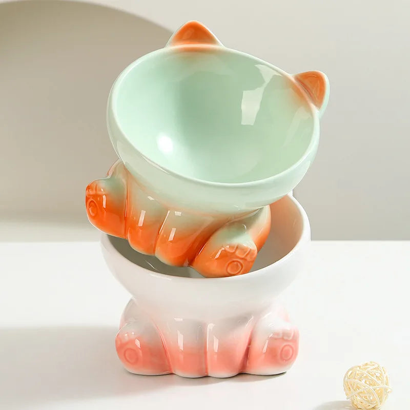 Gradient Ceramic Cat Bowl